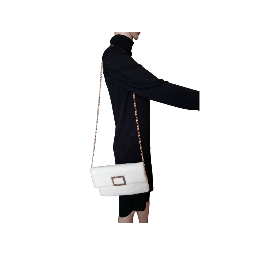 White Faux Fur Clutch - Picture 2 of 11